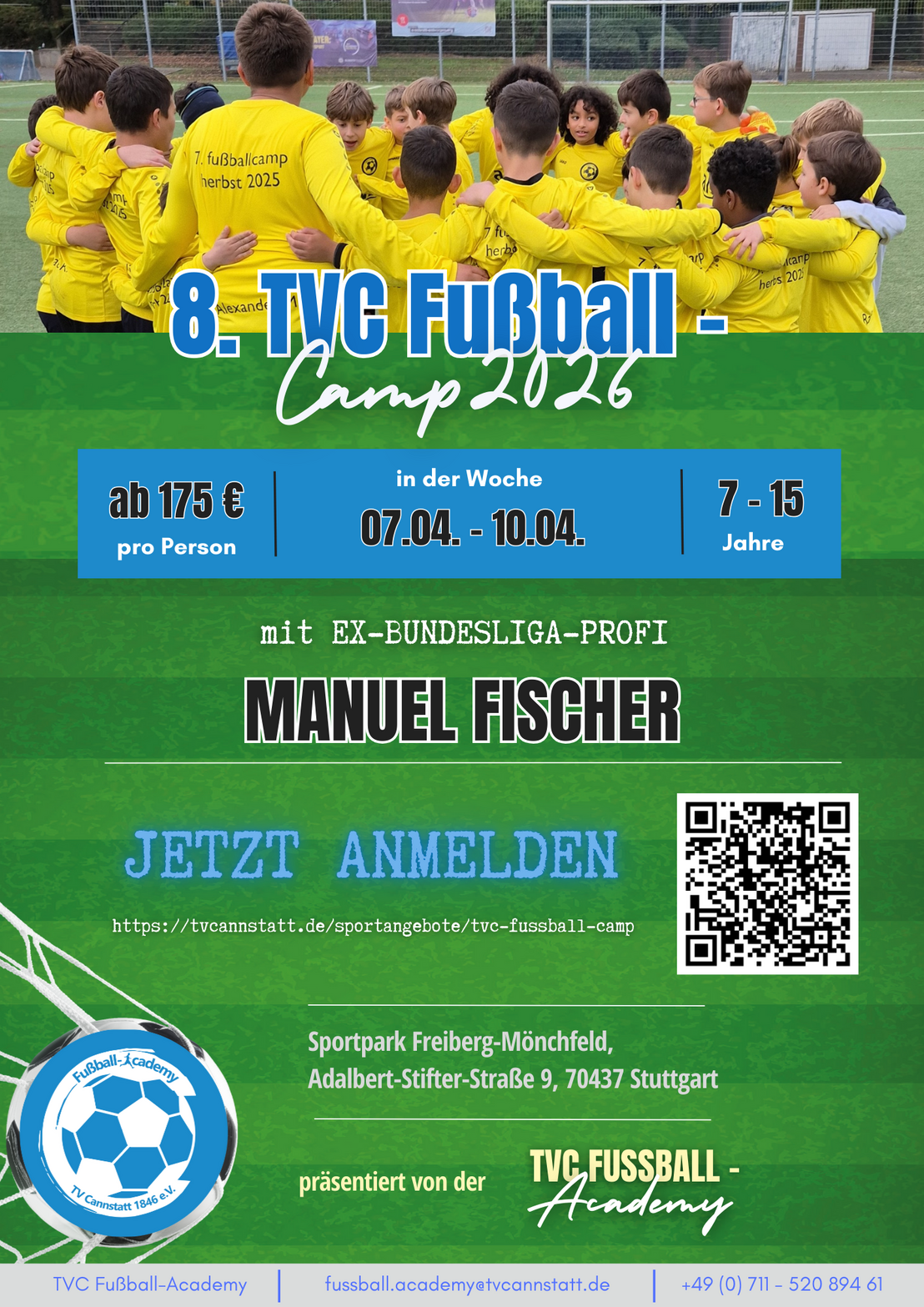Flyer zum 8. TVC Fußball Camp an Ostern 2026