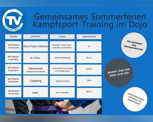 Gemeinsames Sommerferien Kampfsport-Training im Dojo