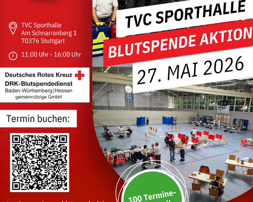 Blutspendeaktion beim TV Cannstatt – Leben retten am 27. Mai