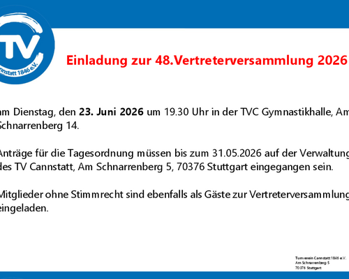 Einladung zur 48. Vertreterversammlung 2026