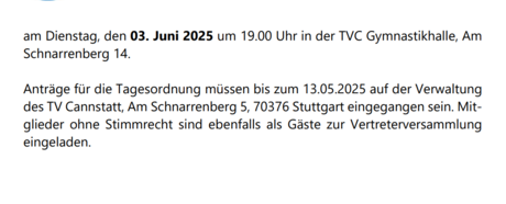 Einladung zur 47. Vertreterversammlung 2025