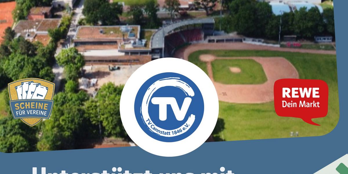 Grafik zur Aktion REWE Scheine für Vereine 2026 mit Hinweis, dass der TV Cannstatt wieder teilnimmt.